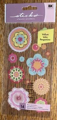 Sticko Vellum Colorful Flowers Garden Spring Card Making Craft Scrapbook Sticker