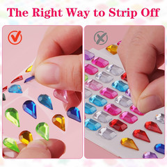 407Pcs Gem Stickers Crafts for Kids, Self Adhesive Jewel Stickers, Acrylic Bling