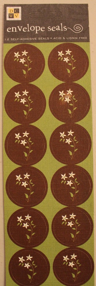 New 1-inch envelope seals scrapbook stickers 12 pieces white flowers