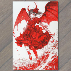 STICKER Devil Girl Ice Cream Tentacles Chaos City Retro Horror Red Ink