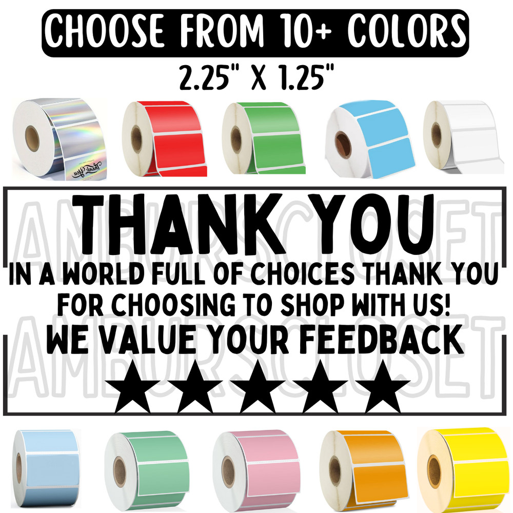 50 THANK YOU STICKERS 2.25″ LABELS SEALS REVIEW FEEDBACK VALUE SCRATCH RESISTANT