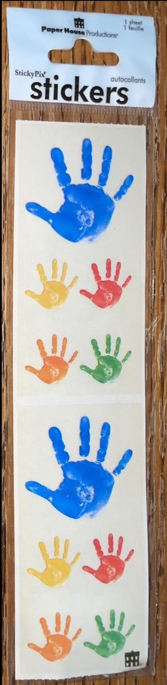 Paper House Sticky Pix Colorful Hand Prints Art Paint School Scrapbook Stickers