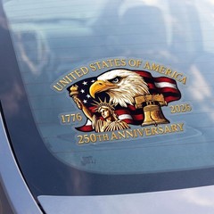 250th Anniversary Stickers – 20 Pcs Large American Flag Decals for Car, Window &