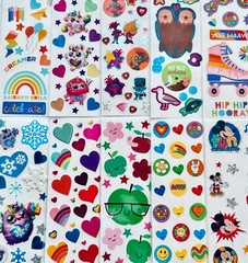 10 Sticker sheets Rainbow Fantasy Stars Smiley Face Hearts Butterflies Flowers