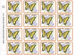 NEW YORK STATE BUTTERFLY – THE EASTERN TIGER SWALLOWTAIL – 12 PER SHEET