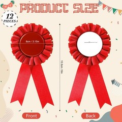 Blank Award Ribbon 12 Pieces Red 1st Place Rosette Medal for Competition