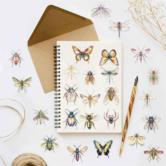 50Pcs Transparent Insect Stickers for Scrapbooking PET Nature Dragonfly Bee