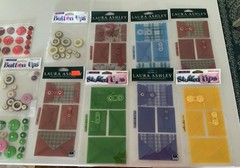 LOT OF 33 SCRAPBOOKING CARD MAKING ENVELOPES, EMBOSSING STENCILS, BUTTONS