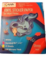 Printable Vinyl Sticker Paper Waterproof Decal Paper Inkjet Printer 15 Sheet NEW