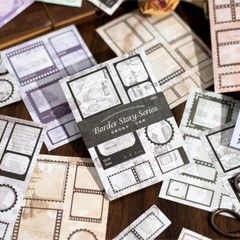 32Pcs Retro Tags Stamp Frame Paper Stickers Junk Journal Card Scrapbook Supplies
