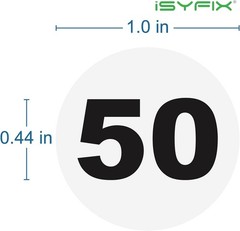 Waterproof White Vinyl Decals – Consecutive Number Stickers 1 to 50, 1-Inch Size