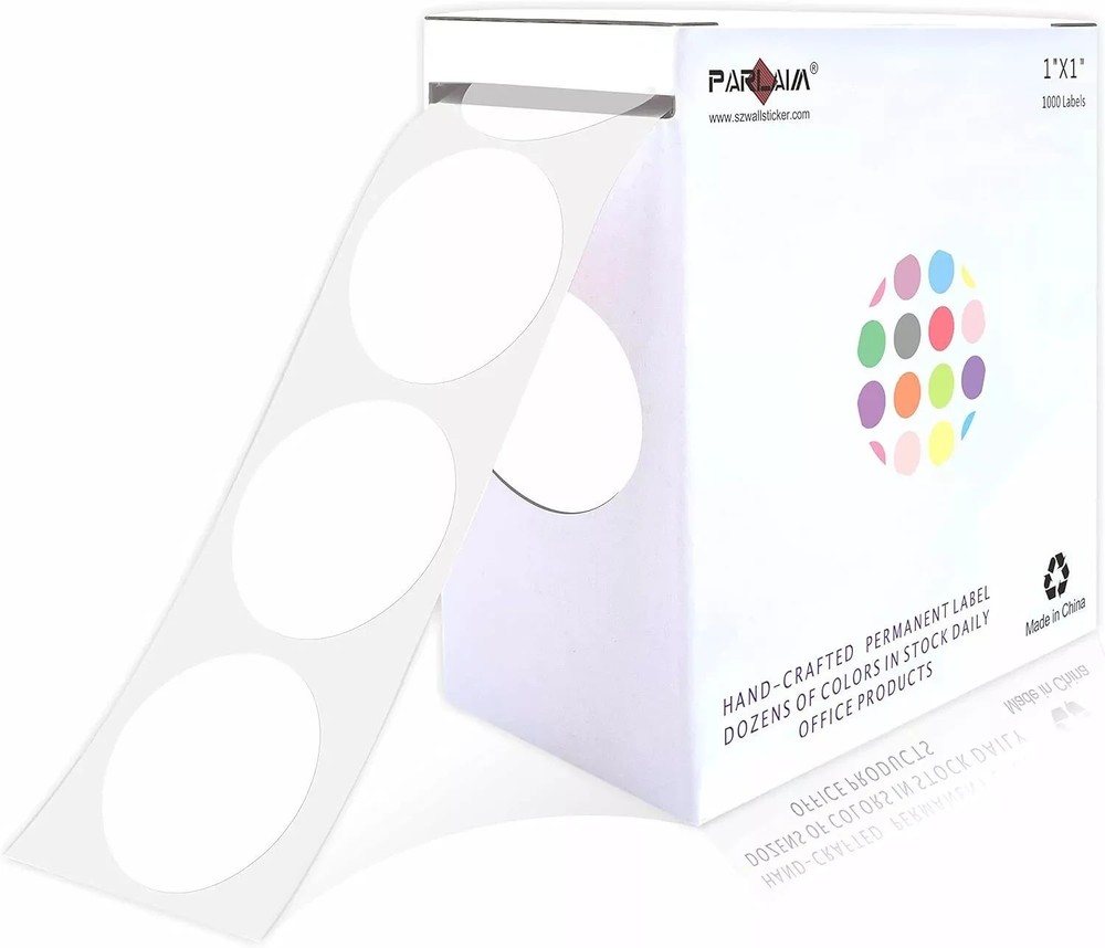 1″ White Round Color Coding Circle Dot Labels on a Roll 1000 Stickers 1 inch …