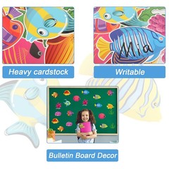 48 Pcs Fish Cutouts Paper Colorful Classroom 5.9 x inches, Assorted