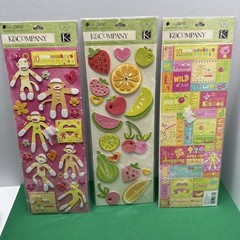K &Company Berry Sweet Chipboard Sock Monkeys And Fruit & Embossed Stickers
