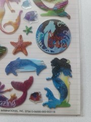 NEW Glitter Fancy Mermaid Starfish Dolphin Seashells Fish Puffy Stickers