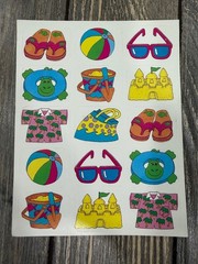 Summer Beach Vacation Sticker Sheet Colorful Illustrated