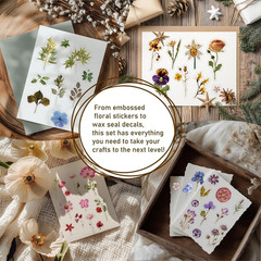 450 Pcs Flower Stickers for Scrapbook Supplies, Dried Pressed Flowers Scrapbook,