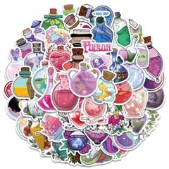 50pcs Potion Jar Stickers, Magic Beverage Drink Tube Poison, Waterproof, 216