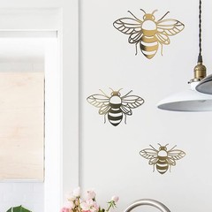 1Pack Gold Bee Wall Décor Honey Decor Bee Wall Stickers Honey Decals,Honeycom…