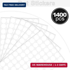 1400 Pcs White Dot Stickers 3/4″ Round Color Coding Label Circle Stickers Colore