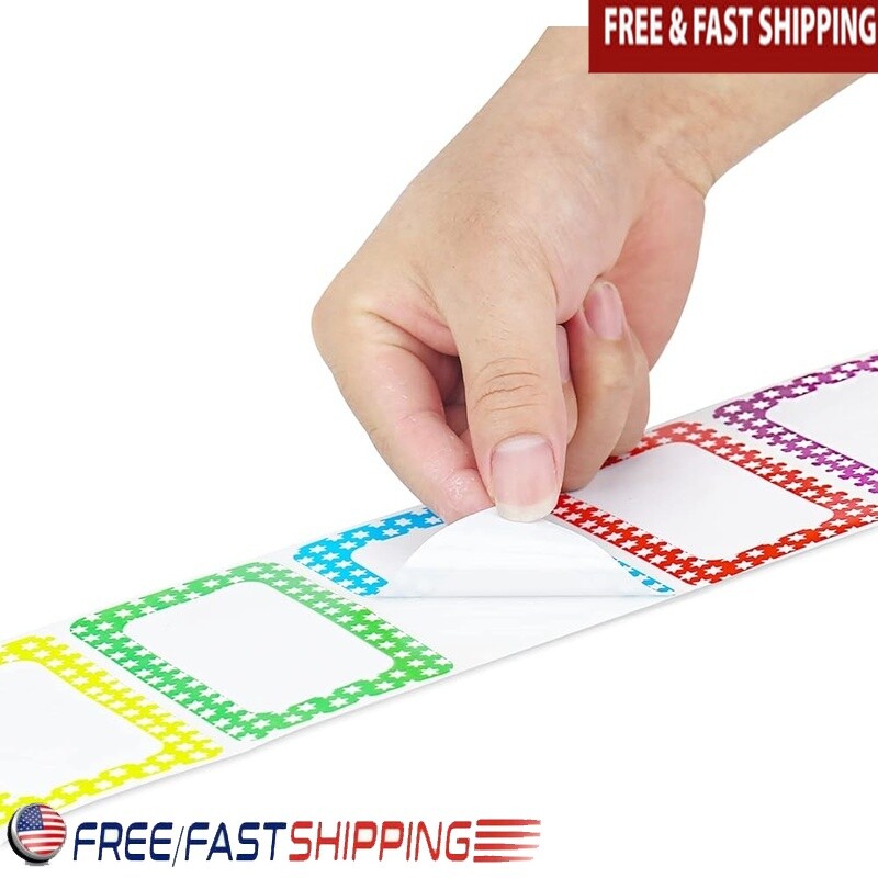 Vibrant Star Pattern Name Tag Stickers Classroom Events & Labeling Set of 200 US