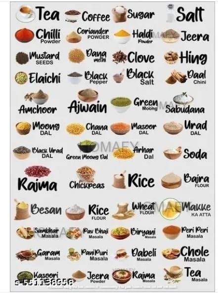 Kitchen Pantry 102 Label Stickers, Waterproof, Transparent Self-Adhesive Lable