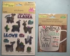 Crafter’s Square Puffy Llama Stickers and Ceramic Sticker – Lot of 2
