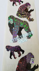 HAMBLY STUDIOS STICKERS PRISMATIC / GLITTER * GORILLAS * PRIMATE RARE VINTAGE