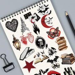 50PCS Gothic Vintage Stickers Dark Medieval Aesthetic 2.1 inches,
