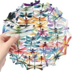 50 Pcs Aesthetic Dragonfly Stickers PET Transparent Decorative for Scrapbooking