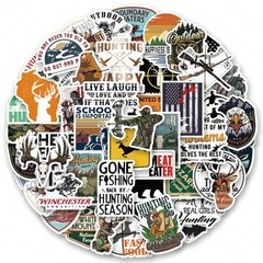 50 PCS Hunting Stickers Outdoor Adventure Wild Travel Stickers Waterproof Vinyl