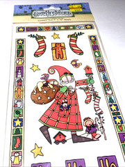 Flat Stickers Christmas Santa Stocking Borders Vintage 5×12 Sue Dreamer