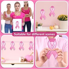 150 PCS Breast Cancer Ribbon Pink Awareness Cutouts Wooden Clips 24 Yards