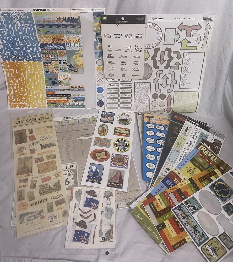 Scrapbooking vacation travel stickers bundle lot beach US Europe Travel