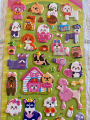 Dog Lovers Doggies Galore Puffy Stickers Korean with Template