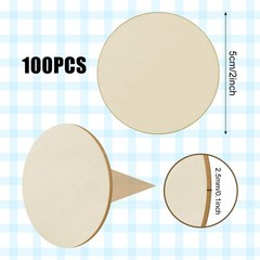 100 Pieces Unfinished Wood Circle – 2 Inch Round Disc Blank Natural Wooden Cu…