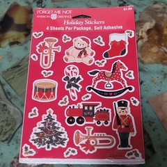 VTG 1980s American Greetings Christmas Stickers Cute Animals Toys 4 Sheets NOS