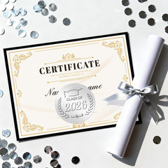 100Pcs Class of 2026 Stickers – Silver Foil Embossed Graduation Stickers 2 Inch