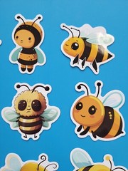 STICKERS x 10 Honey Bee Apiculture Beehive Cartoon Bees Vinyl Sticker B12C
