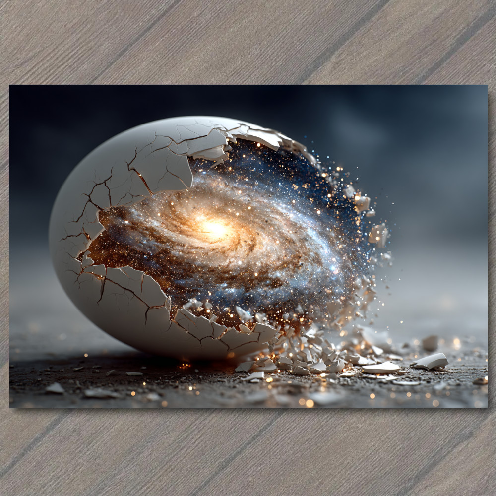 STICKER Cracked Egg Galaxy Explosion Cosmic Universe Stars Surreal Space Birth