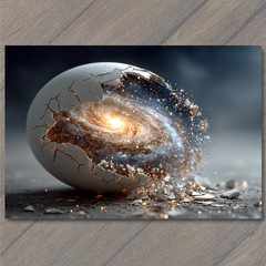 STICKER Cracked Egg Galaxy Explosion Cosmic Universe Stars Surreal Space Birth
