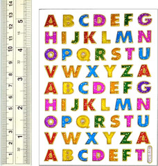 1CM A-Z Sticker 10 Sheets Colorful Alphabet Letters Self-Adhesive Glitter Metall