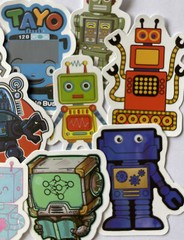 ROBOT ASSORTMENT Stickers (6pc)Buzz•Metal•Beep•Strong •Machine•Computer•￼Chat• ￼