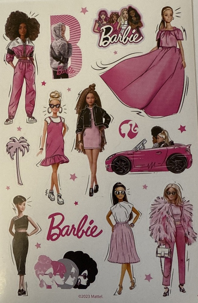 PINK BARBIE Stickers(14pc)Mattel…Dolls…Change Clothes…Ladies…Outfits…Car…Shoes…