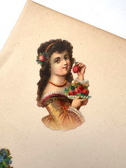 Lovely 1800’s Scrapbook page with Delicate Die Cuts of Children & A Puppy *