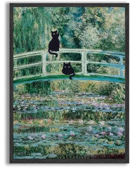 USA Veteran Made Funny Black Cat Wall Art Set of Six Vintage Monet Matisse Art