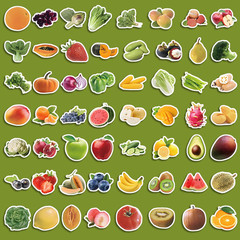 Food Stickers for Kids, 110Pcs Realistic Fruit Vegetable Classroom Decals