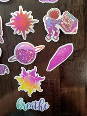 STICKERS x 10 Positive Reminders Purple Theme Space Planet Star Crystals PU5