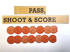 Recollections Basketball Stickers | 4pc Set | Embossed Red Foil Borders 6″ x 1″