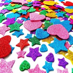 260 Pieces Colorful Glitter Foam Stickers Self Adhesive Stars Mini Heart Shap…